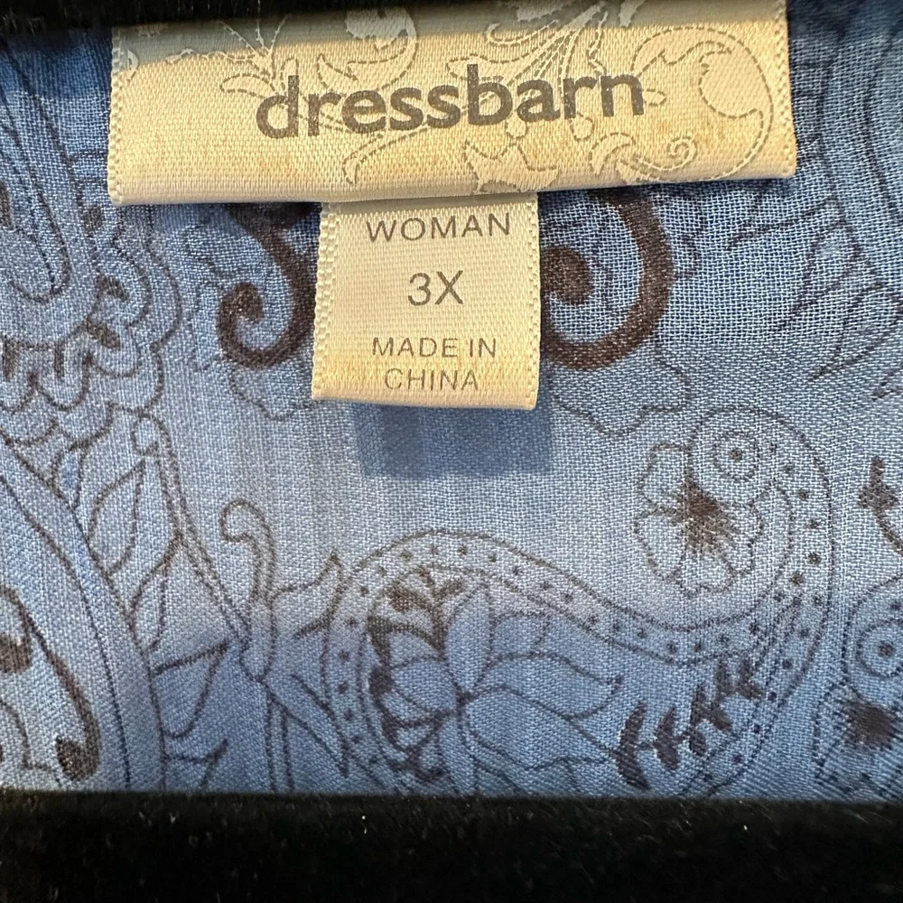 Dressbarn Glitter Blue and Black Ruffled Blouse - Picture 3 of 3